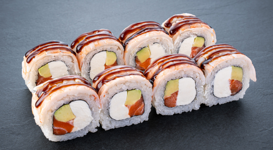  Roll with tiger prawn and salmon delivery from Yaposhka
